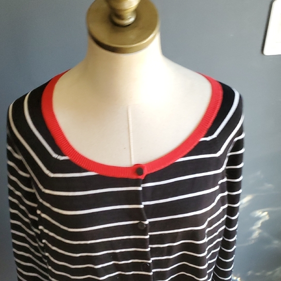 NWT Pendleton plus  Black and White 3/4 Sleeve Button Down Cardigan - Picture 6 of 15